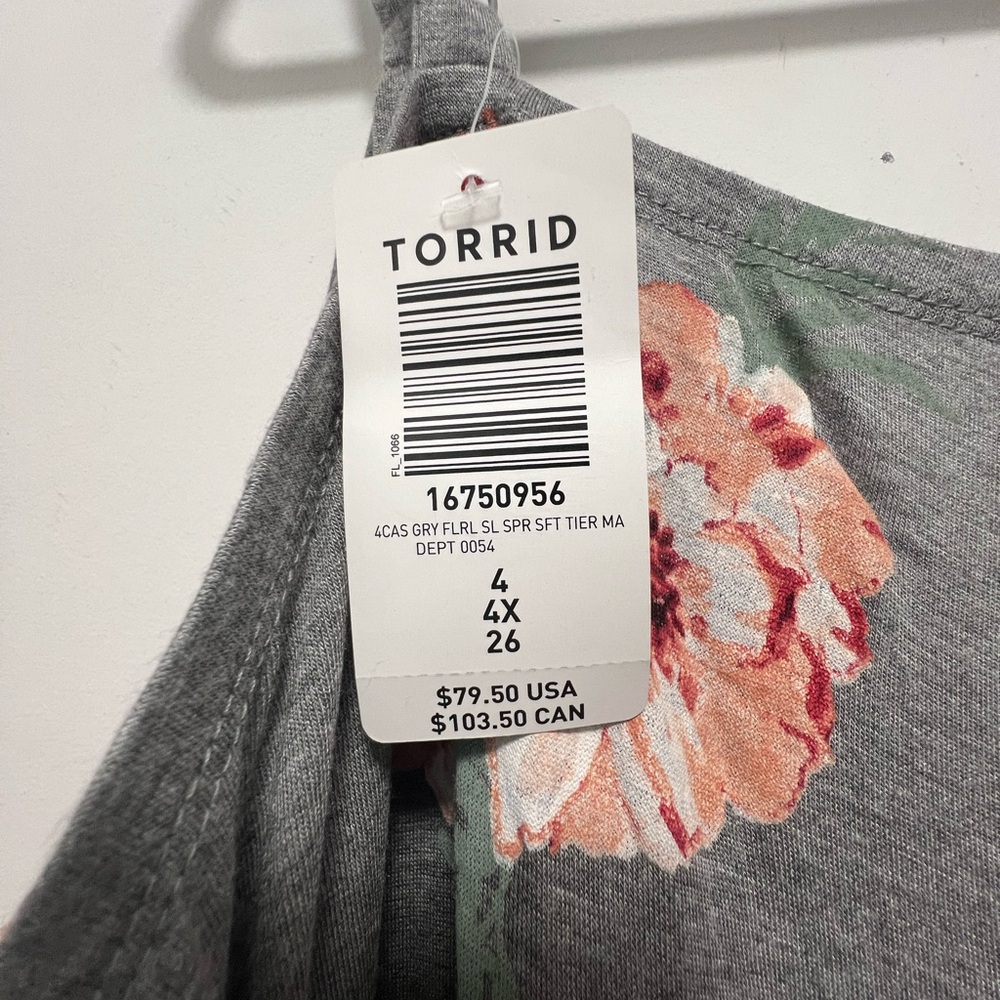 Torrid Gray Floral Long Sleeve Dress - Picture 7 of 7